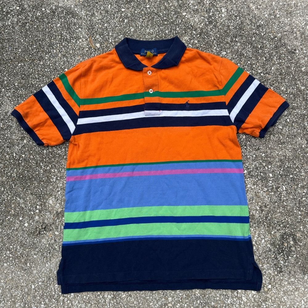 Polo Ralph Lauren Kids Large 14-16 Multi-Color Striped Short Sleeve Polo Shirt